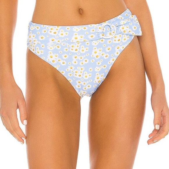 NWT Onia Anais Daisy Print High Waisted Bikini Bottom in Blue Bell Sz. XS - Picture 1 of 3